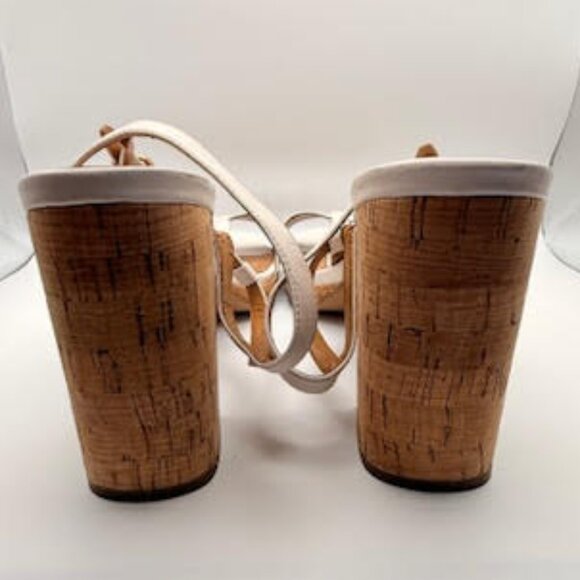 Coach White Leather Cork Block Heel Sandals 11B - Picture 4 of 16